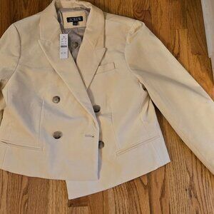 J Crew double breasted cropped blazer sz10 Butter cream
